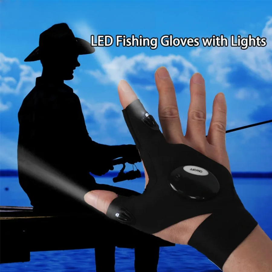 Fishing Gloves - LED Half Finger Glove for Men