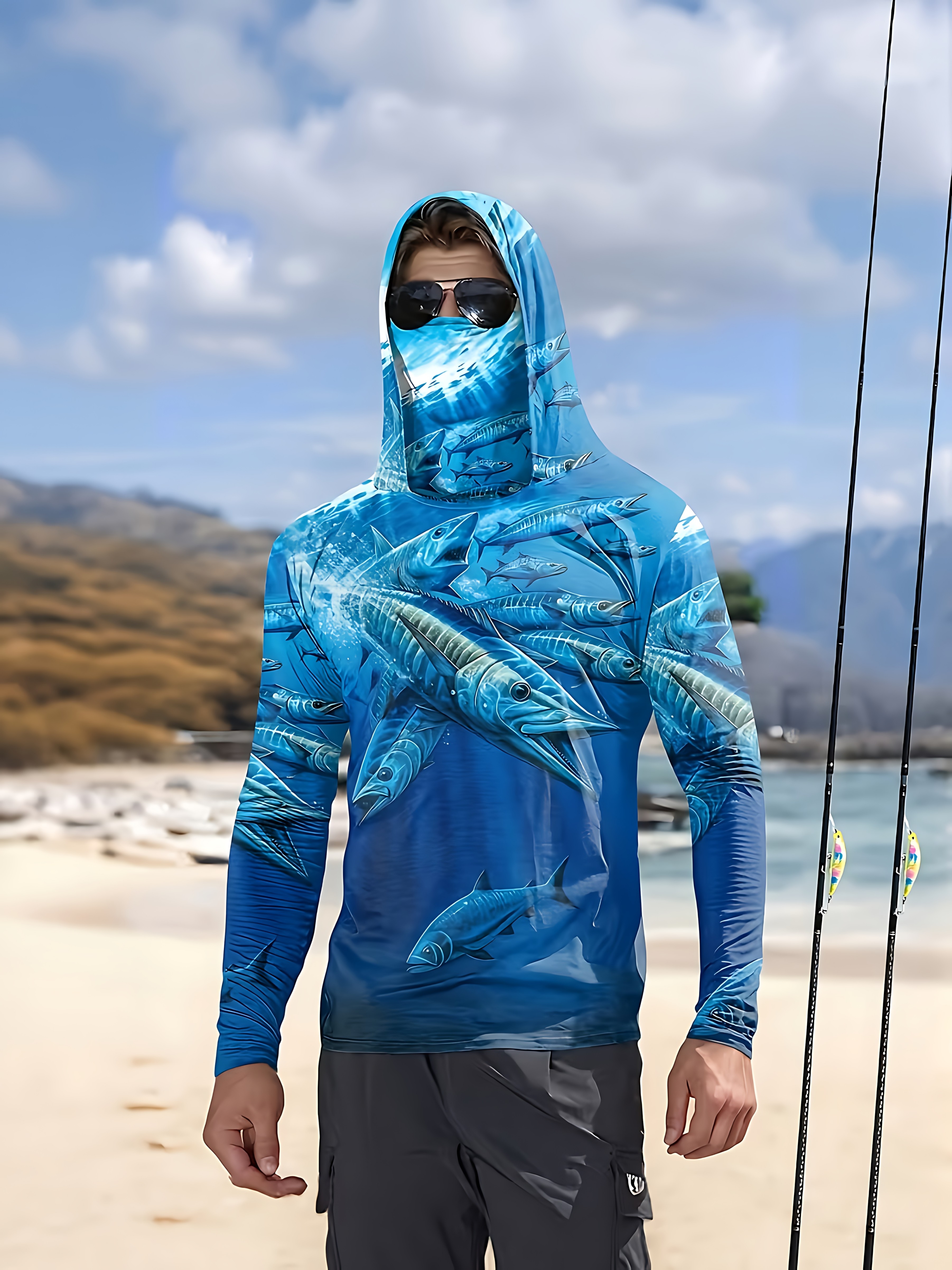 Fishing Shirt Hooded Men Fishi – обзор и цена Fishing Mask Sun Protection
