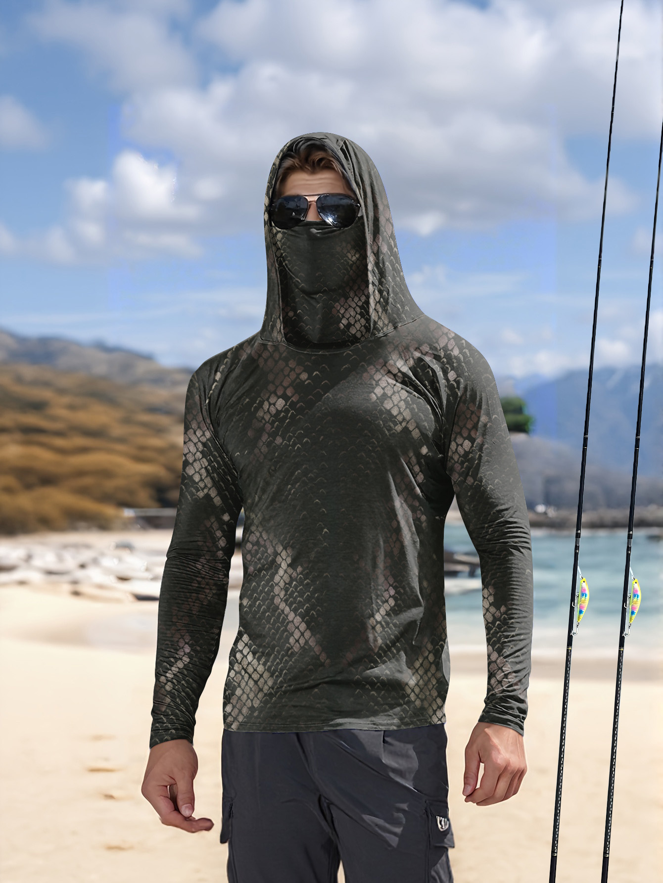 Men's Fishing Hooded Long-Slee – обзор и цена Fishing Shirt Uv Protection