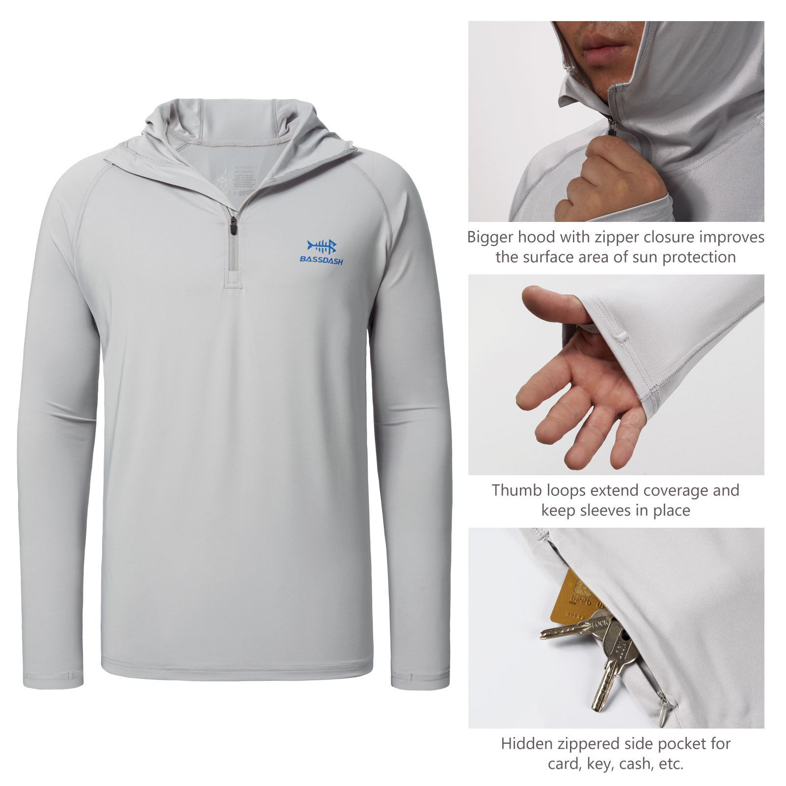 Bassdash Men’s UPF 50+ 1/4 Zip – обзор и цена Fishing Hoodie